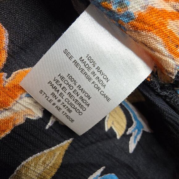 Patrons of Peace SzM Fall color Florals Open Front Kimono. Crinkled  fabric Boho - Picture 11 of 14